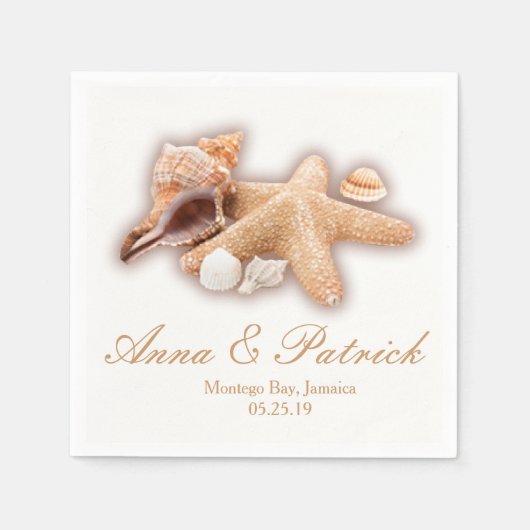 Seashells Beach Hochzeit in Urlaubsort Custom Part Serviette (Vorderseite)