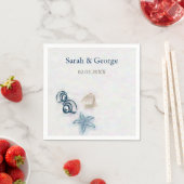 Seashells Beach Hochzeit personalisierte Serviette (Beispiel)