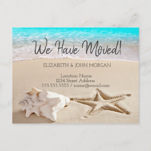 Seashells Beach Moving Ankündigungspostkarte (Vorderseite)