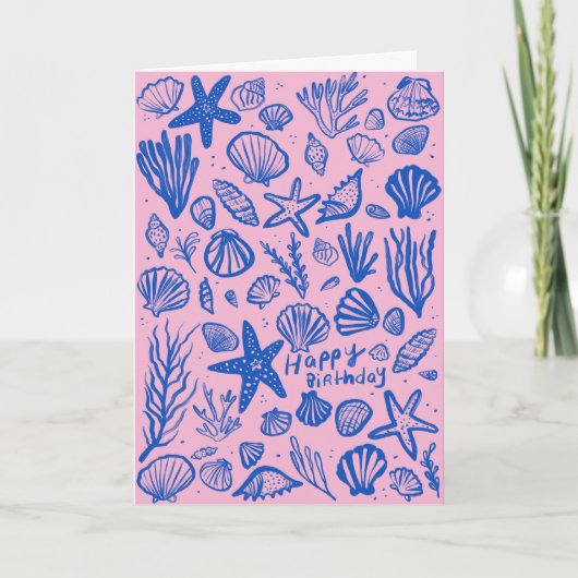 Seashells Beach Muscheln Ocean Happy Birthday Karte (Vorderseite)
