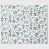 Seashells Beach Ocean Water Pattern Art Geschenkpapier (Flach)