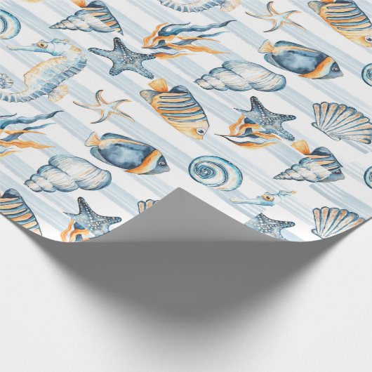 Seashells Beach Ocean Water Pattern Art Geschenkpapier (Ecke)
