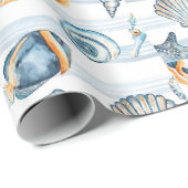 Seashells Beach Ocean Water Pattern Art Geschenkpapier (Rolleneckpunkt)
