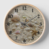 Seashells Beach Sand Coastal Uhr (Vorderseite)