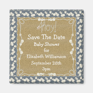 Seashells & Beach Save the Date Babydusche Magnet