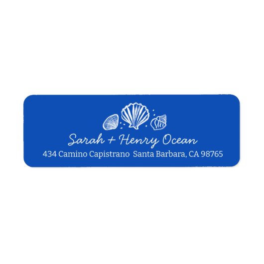 Seashells Beach Wedding Blue White CUSTOM Address (Vorne)