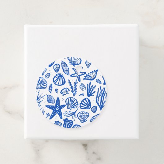 Seashells Beach Wedding Blue White CUSTOM Geschenkanhänger (Beispiel)