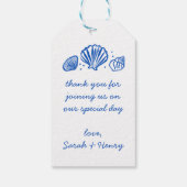 Seashells Beach Wedding Blue White Niedlich Seasid Geschenkanhänger (Rückseite)