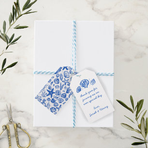 Seashells Beach Wedding Blue White Niedlich Seasid Geschenkanhänger