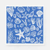 Seashells Beach Wedding Blue White Niedlich Seasid Serviette (Vorderseite)