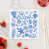 Seashells Beach Wedding Blue White Niedlich Seasid Serviette (Beispiel)