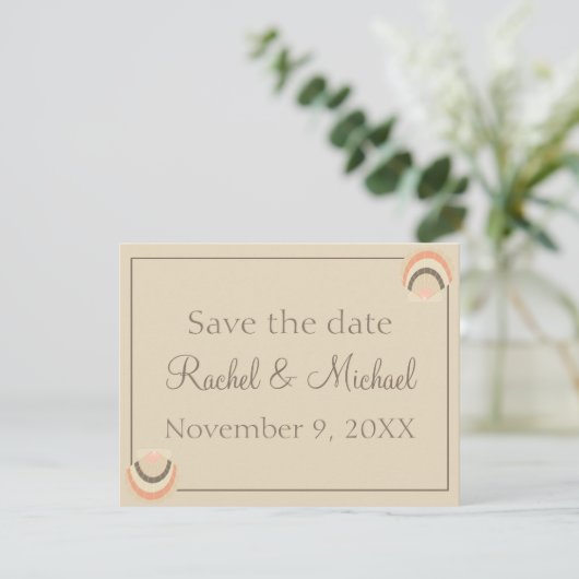 Seashells Beach Wedding Charm Save The Date (Stehend Vorderseite)