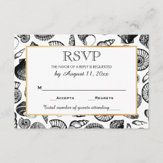 Seashells Beach Wedding Response UAWG RSVP Karte