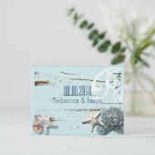 SeaShells Beach Wedding Save the Date Ankündigungspostkarte (Stehend Vorderseite)