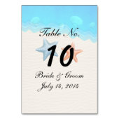 Seashells Beach Wedding Table Card Tischnummer (Rückseite)