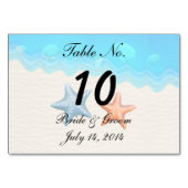 Seashells Beach Wedding Table Card Tischnummer (Rückseite)