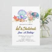 seashells  Birthday  Einladung (Stehend Vorderseite)