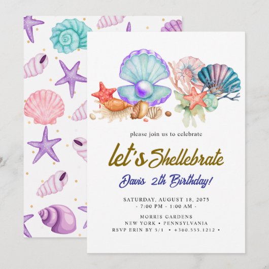 seashells  Birthday  Einladung (Vorne/Hinten)