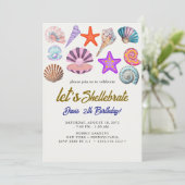 seashells Birthday Einladung (Stehend Vorderseite)