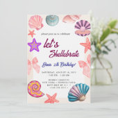 seashells  Birthday  Einladung (Stehend Vorderseite)