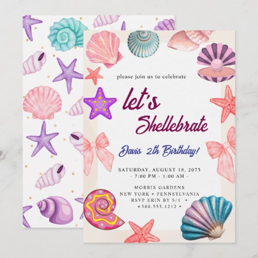 seashells  Birthday  Einladung (Vorne/Hinten)