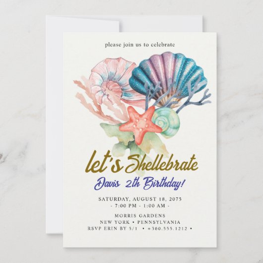 seashells Birthday Einladung (Vorderseite)