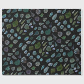 Seashells Black Glossy Matt Wrapping Paper Geschenkpapier (Flach)