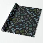 Seashells Black Glossy Matt Wrapping Paper Geschenkpapier (Ungerollt)