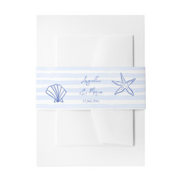 Seashells blaue Grenzhochzeit Einladungsbanderole