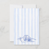 Seashells Blauer, handgewachsene, wellenförmige Gr RSVP Karte (Rückseite)