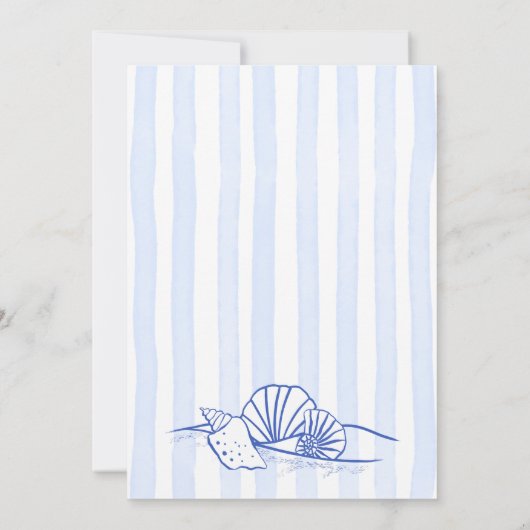 Seashells Blauer, handgewachsene, wellenförmige Gr Save The Date (Rückseite)