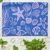 Seashells Blue Lavender Pattern Beach Muscheln Chi Geschirrtuch (Gefaltet)