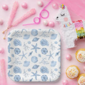 Seashells Blue Watercolor Seashore Pappteller (Party)