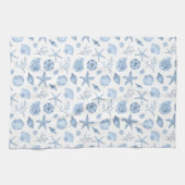 Seashells Blue Watercolor Seashore Party Geschirrtuch (Horizontal)