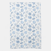Seashells Blue Watercolor Seashore Party Geschirrtuch (Vertikal)
