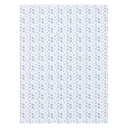 Seashells Blue Watercolor Seashore Tischdecke (Vorderseite)