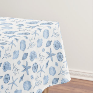 Seashells Blue Watercolor Seashore Tischdecke