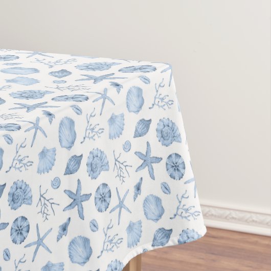Seashells Blue Watercolor Seashore Tischdecke (Beispiel)