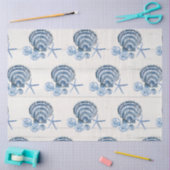 Seashells Blue White Wood T Seidenpapier (Basteln)