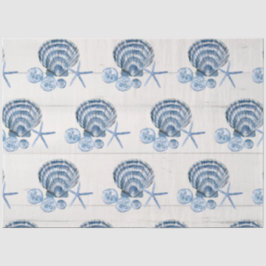 Seashells Blue White Wood T Seidenpapier