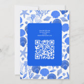 Seashells Brautparty Chic Blue Beach CUSTOM QR Einladung (Rückseite)