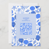 Seashells Brautparty Chic Blue Beach CUSTOM QR Einladung (Rückseite)