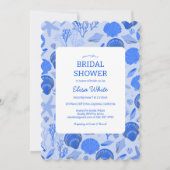 Seashells Brautparty Elegante Blue Beach CUSTOM Einladung (Vorderseite)