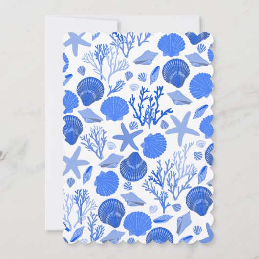 Seashells Brautparty Elegante Blue Beach CUSTOM Einladung (Rückseite)