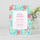 Seashells Brautparty Elegante Farben CUSTOM Einladung (Stehend Vorderseite)