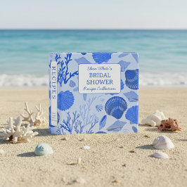 Seashells Bridal Shower Elegant Blue CUSTOM Recipe 3,8 Cm Ordner