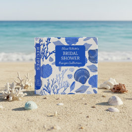 Seashells Bridal Shower Elegant Blue CUSTOM Recipe 3,8 Cm Ordner