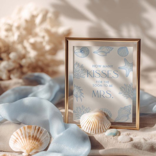 Seashells Bridal Shower How Many Kisses Poster