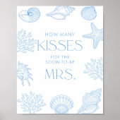 Seashells Bridal Shower How Many Kisses Poster (Vorne)