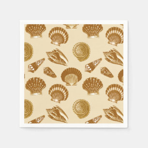 Seashells - Brown auf einem beige Hintergrund Serviette